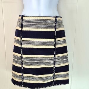 Banana Republic Tweed Navy Cream Women's Skirt 2